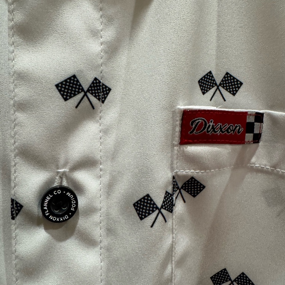 Dixxon Flannel Co Men White Shirt The Podium Racing Flag Short Sleeve Size Large - Picture 6 of 9